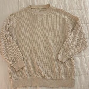 Aerie Heather cream waffle sweatshirt
